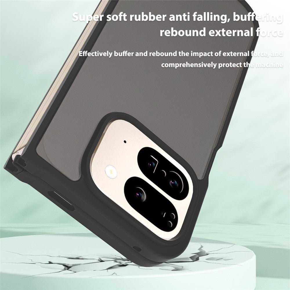 Til Google Pixel 9 Pro Fold 5G Gennemsigtigt Cover Anti-fingeraftryk Stødsikkert TPU PC Beskyttende Etui