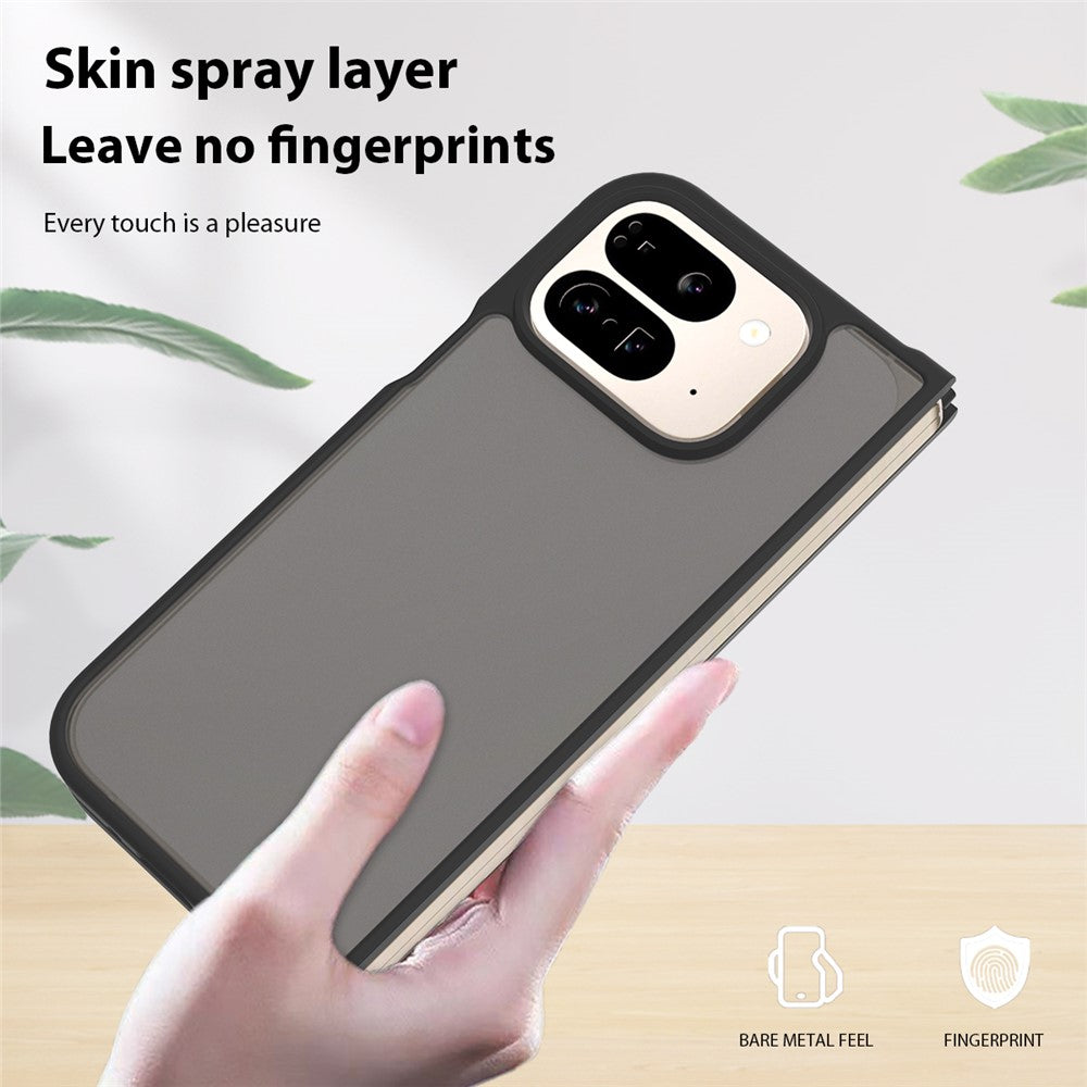Til Google Pixel 9 Pro Fold 5G Gennemsigtigt Cover Anti-fingeraftryk Stødsikkert TPU PC Beskyttende Etui