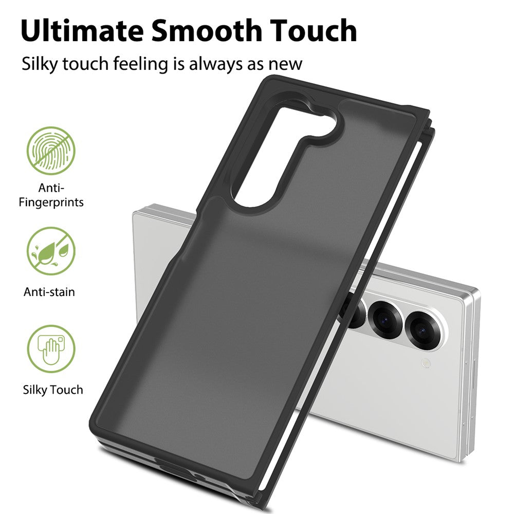 For Samsung Galaxy Z Fold6 5G Translucent Case Anti-fingerprint Shockproof TPU PC Protective Cover