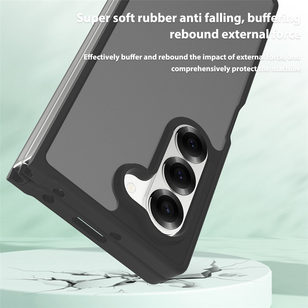 For Samsung Galaxy Z Fold6 5G Translucent Case Anti-fingerprint Shockproof TPU PC Protective Cover
