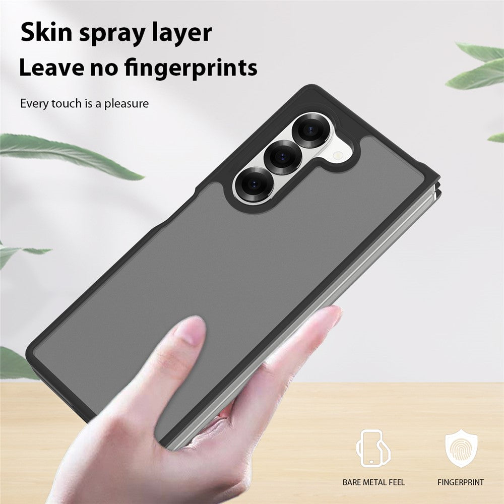 For Samsung Galaxy Z Fold6 5G Translucent Case Anti-fingerprint Shockproof TPU PC Protective Cover