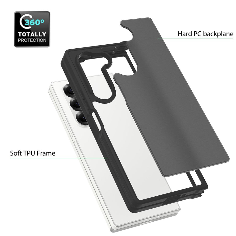 For Samsung Galaxy Z Fold6 5G Translucent Case Anti-fingerprint Shockproof TPU PC Protective Cover