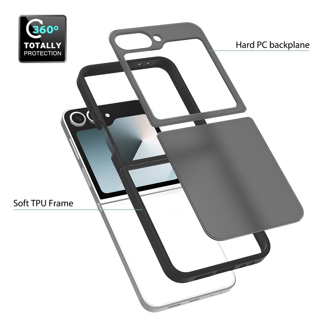 Gennemsigtigt Cover Til Samsung Galaxy Z Flip6 5G / Flip7 FE 5G Anti-fingeraftryk Stødsikker TPU PC Beskyttelsescover