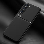 For Samsung Galaxy S23 Lines Imprinted Anti-scratch Case PU Leather+TPU Phone Cover with Built-in Metal Sheet