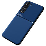 For Samsung Galaxy S23 Lines Imprinted Anti-scratch Case PU Leather+TPU Phone Cover with Built-in Metal Sheet