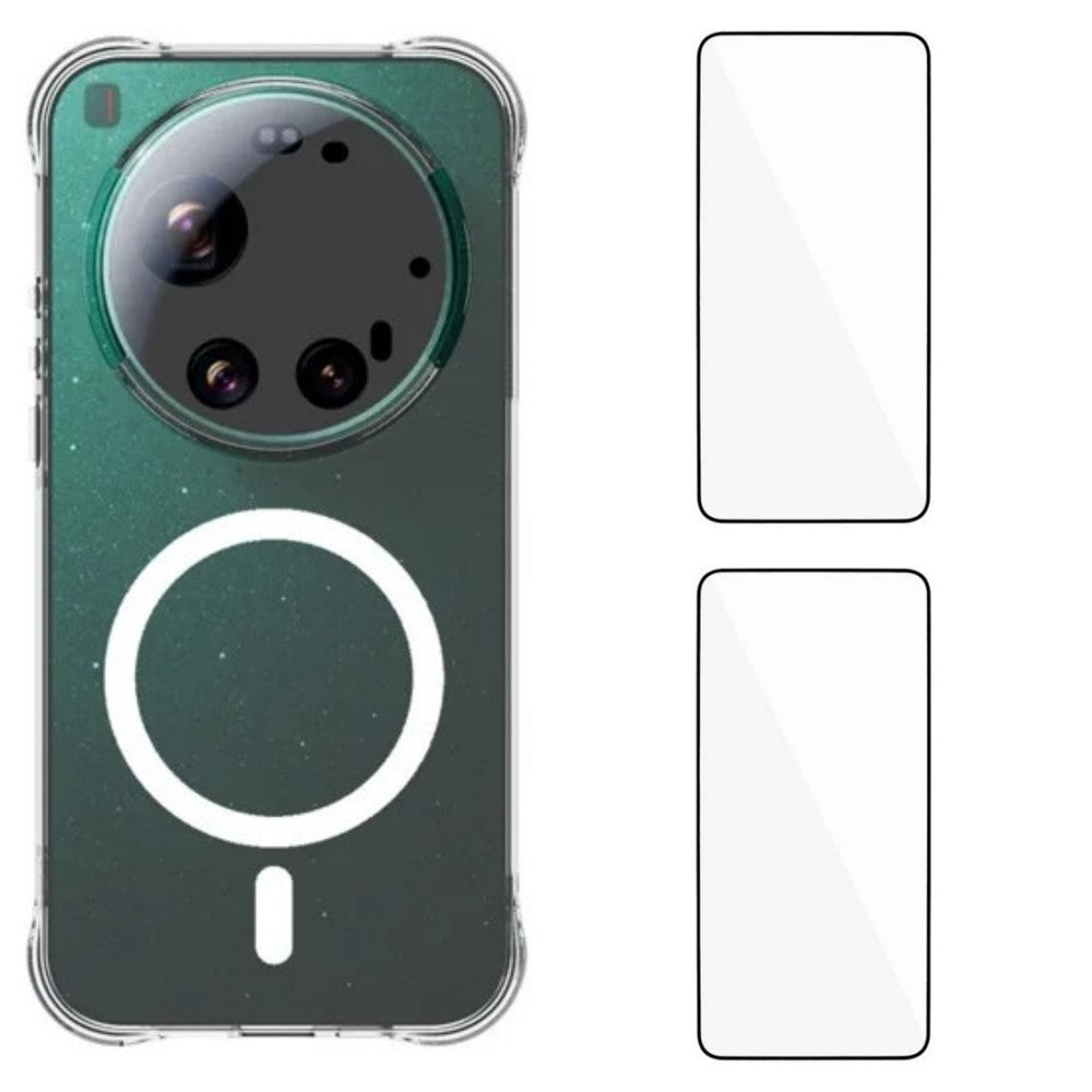WANLONFENG WL1 Series For Xiaomi 17 Ultra 5G 2.0mm Magnetic Case Clear TPU Phone Back Cover with 2Pcs Screen Films