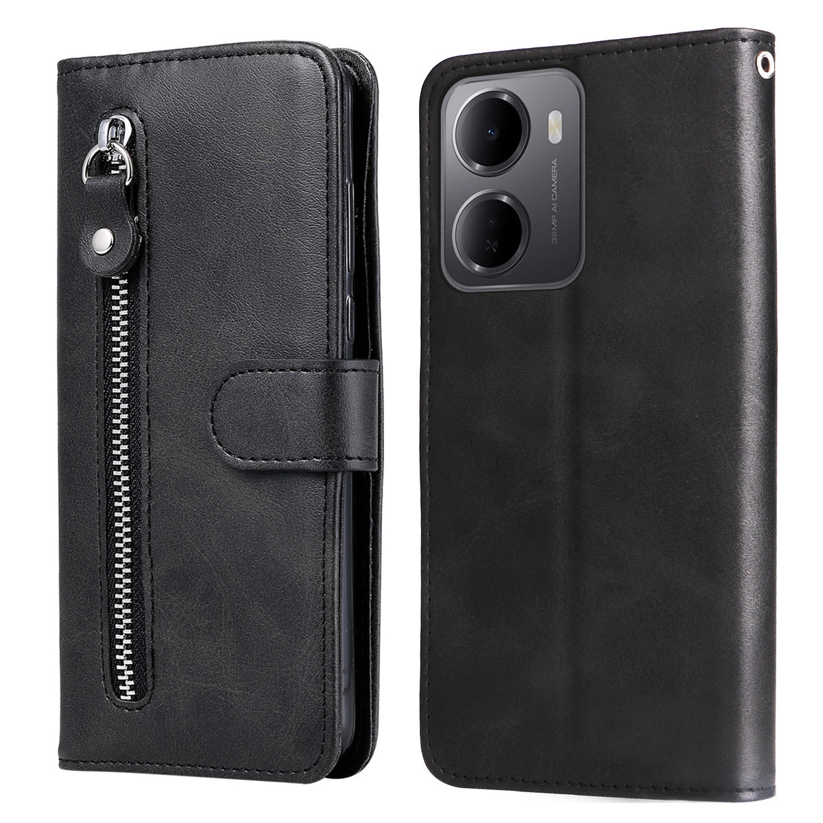For Xiaomi Redmi 15a 5G PU Leather Cases with Zipper Pocket Wallet Phone Cover Stand