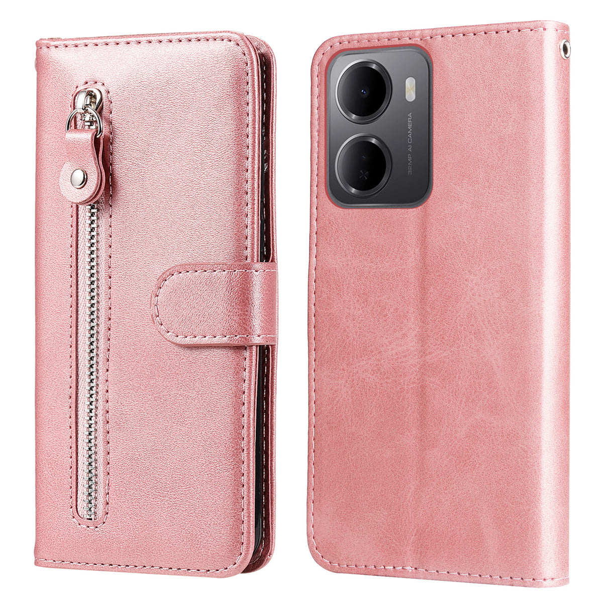 For Xiaomi Redmi 15a 5G PU Leather Cases with Zipper Pocket Wallet Phone Cover Stand