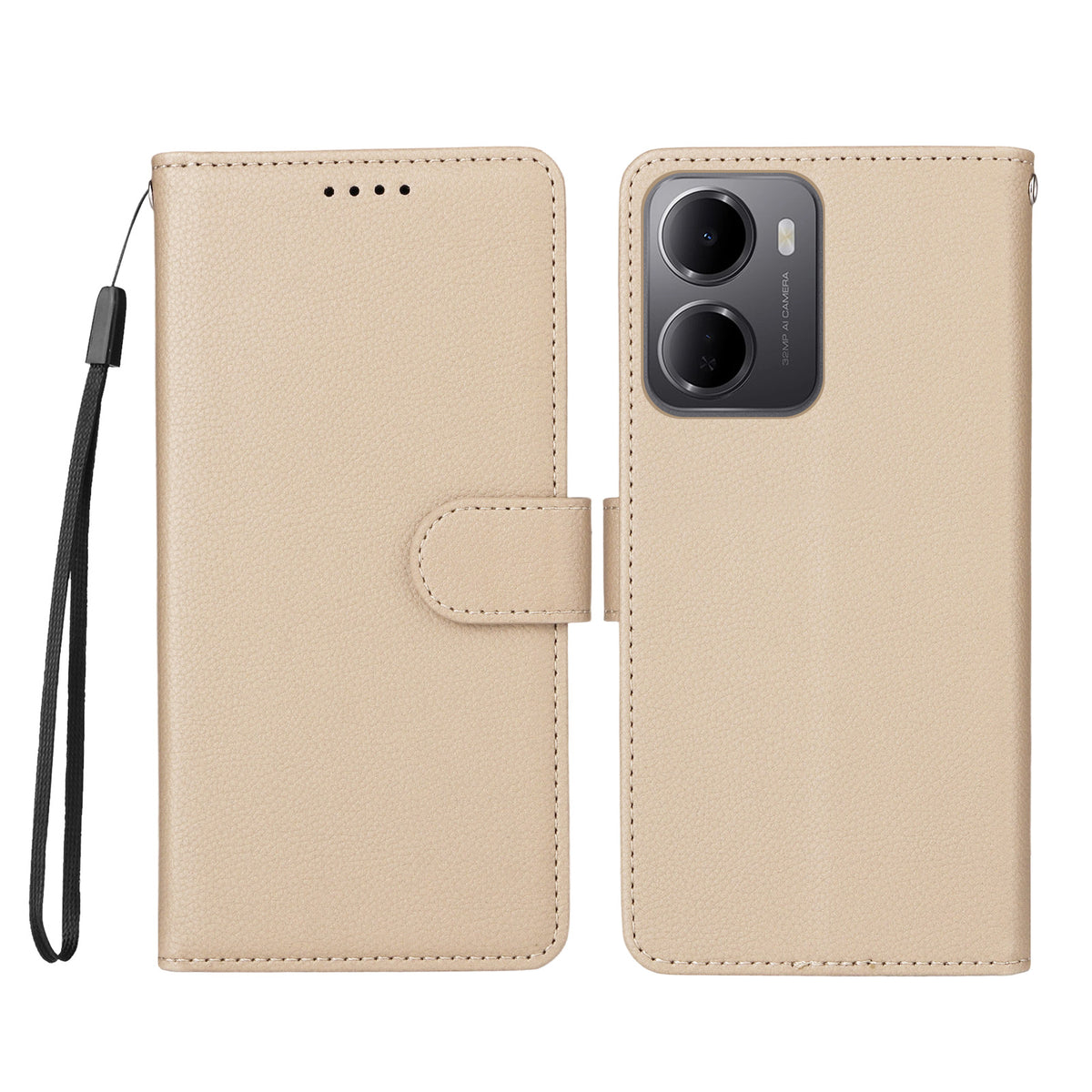 Xiaomi Redmi 15a 5G-skal, RFID-blockerande, 3 kortplatser, PU-läder, mobilskal med handledsrem