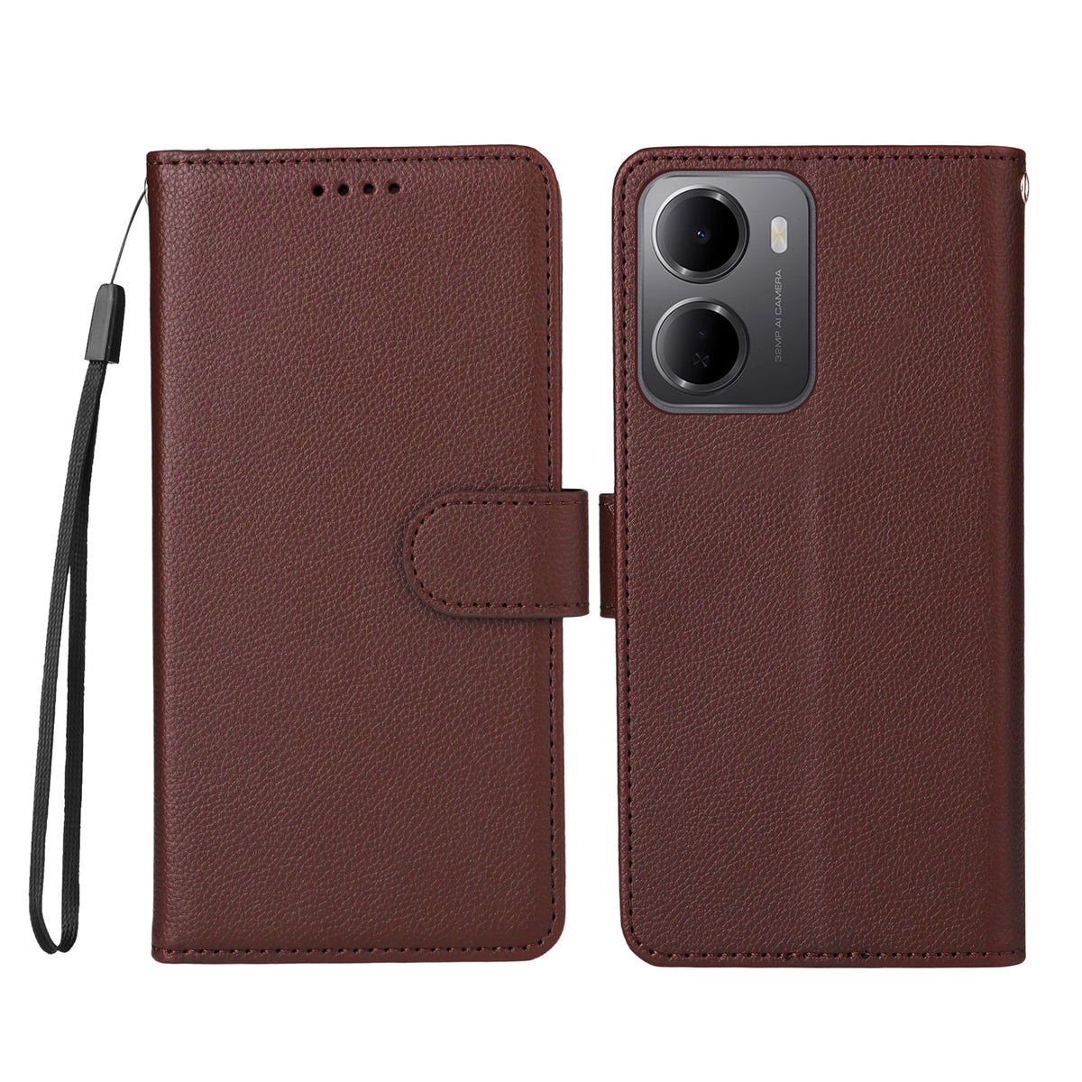 Xiaomi Redmi 15a 5G-skal, RFID-blockerande, 3 kortplatser, PU-läder, mobilskal med handledsrem