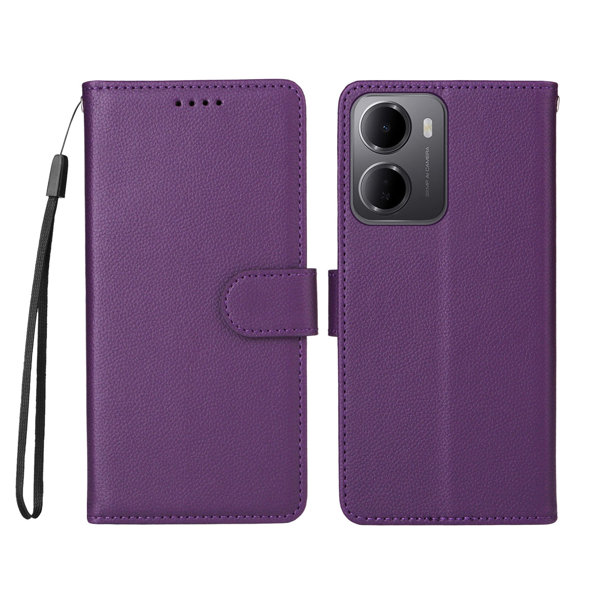Xiaomi Redmi 15a 5G-skal, RFID-blockerande, 3 kortplatser, PU-läder, mobilskal med handledsrem