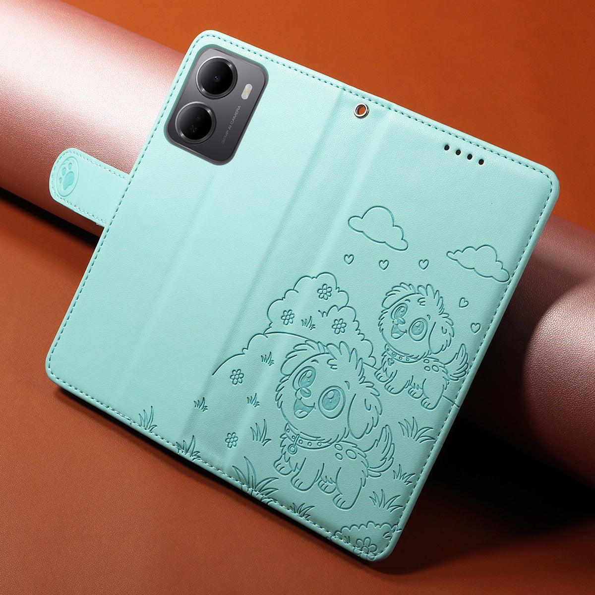 For Xiaomi Redmi 15a 5G Case RFID Blocking Imprinted Dog Pattern PU Leather Phone Cover with Wrist Strap