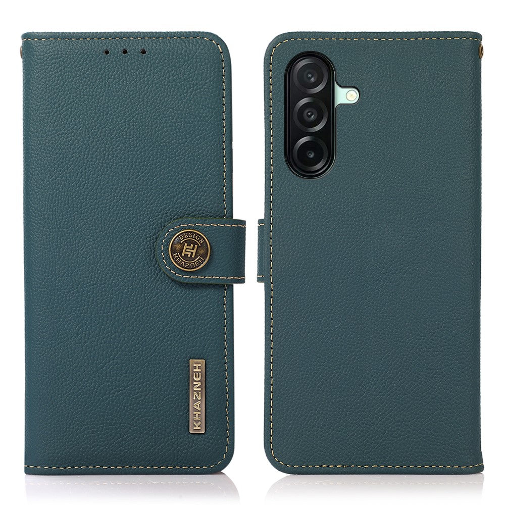 KHAZNEH til Samsung Galaxy A27 5G Cover Ægte Koskind RFID-blokerende Pung Telefoncover