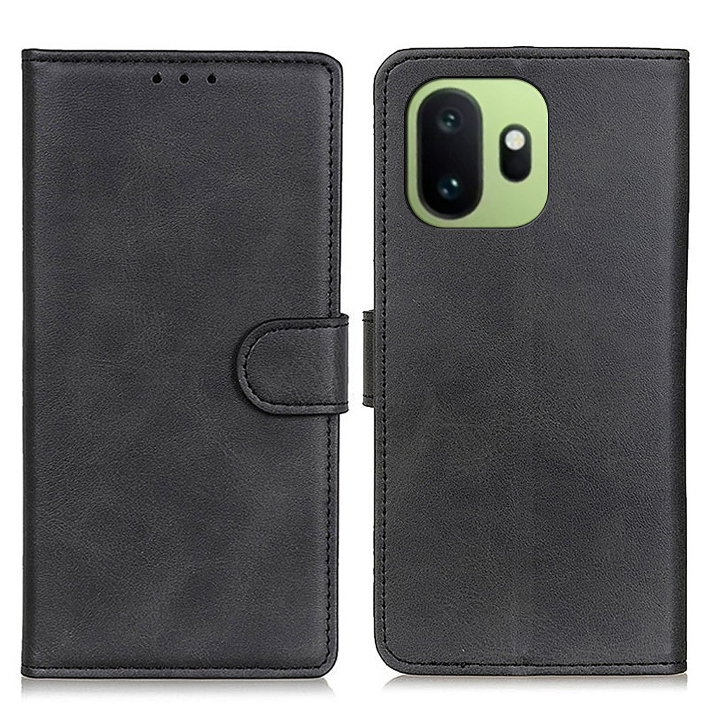 OnePlus 15T 5G-skal med kohudstruktur, läderplånboksfodral, mobilskal