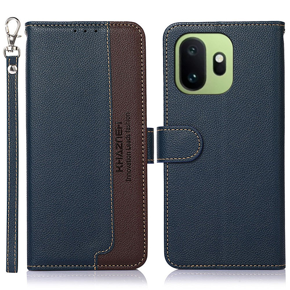 KHAZNEH For OnePlus 15T 5G Case RFID Blocking Wallet Litchi Texture PU Leather Phone Cover with Strap