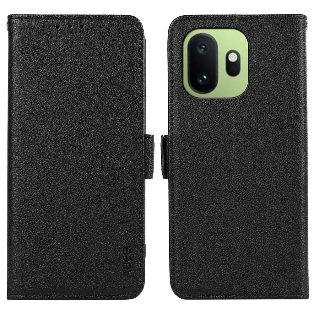 ABEEL For OnePlus 15T 5G Case Litchi Texture Leather RFID Blocking Phone Cover