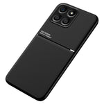 Lines Imprinted Phone Case for Honor X8 5G, PU Leather+TPU Car Mount Metal Sheet Protective Cover