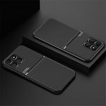 Lines Imprinted Phone Case for Honor X8 5G, PU Leather+TPU Car Mount Metal Sheet Protective Cover