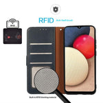 KHAZNEH For Samsung Galaxy A27 5G Case RFID Blocking Wallet Litchi Texture PU Leather Phone Cover with Strap