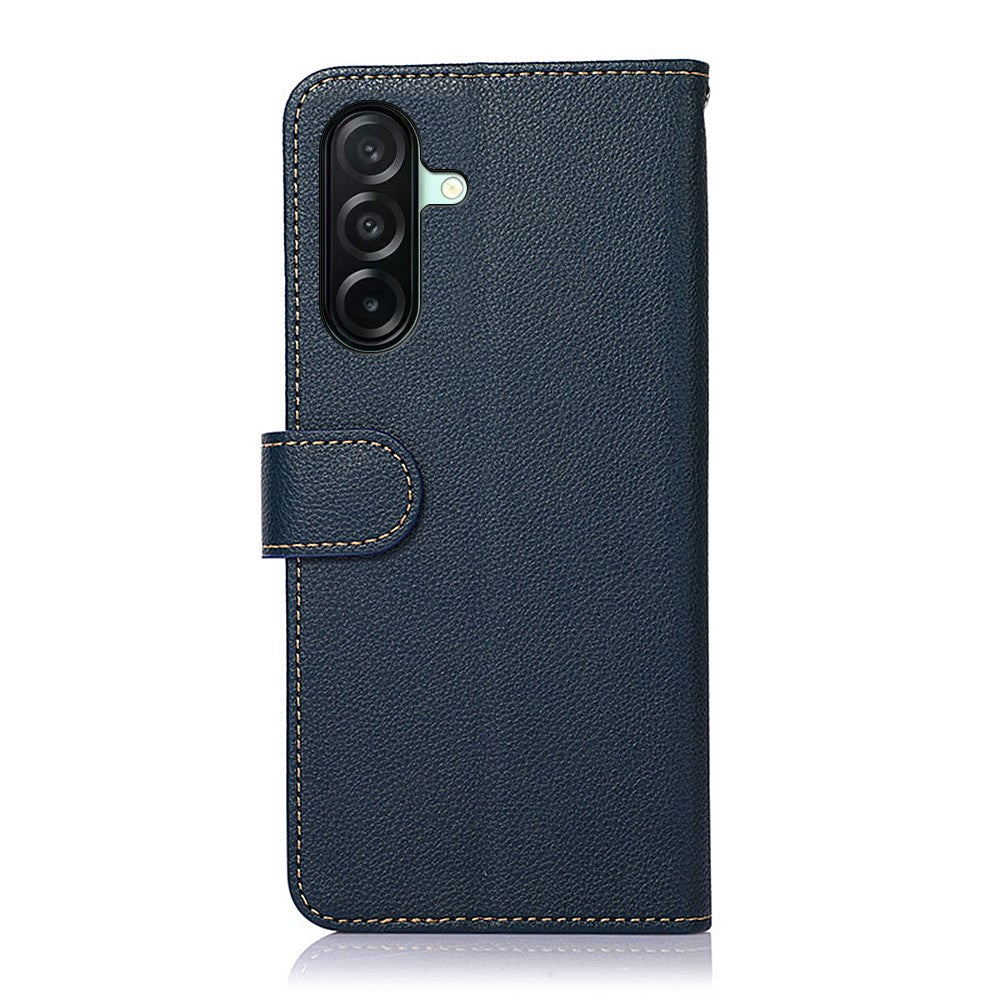 KHAZNEH For Samsung Galaxy A27 5G Case RFID Blocking Wallet Litchi Texture PU Leather Phone Cover with Strap