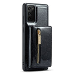 DG.MING M3 Series til Samsung Galaxy Note20/Note20 5G 2-i-1 aftageligt lynlås-pung-telefoncover, glitrende magnetisk smartphonecover med støttefod