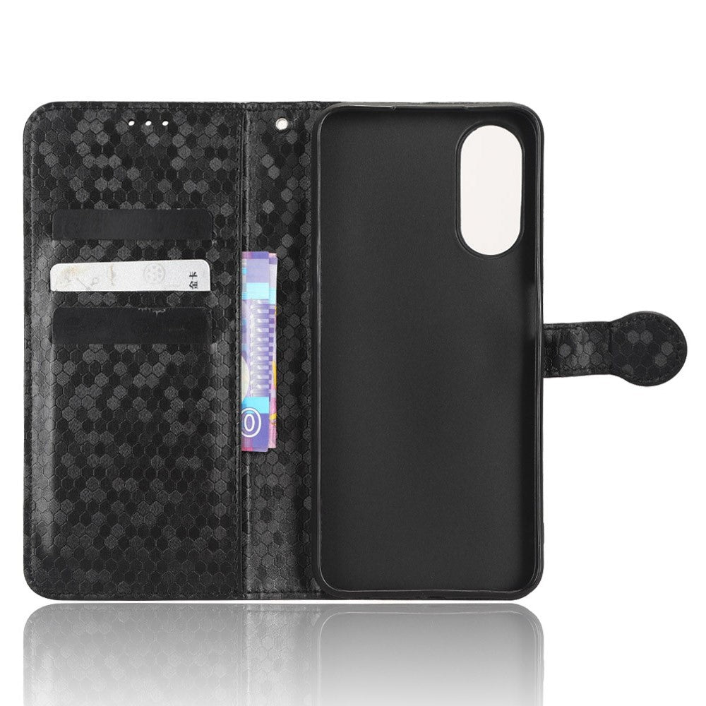 For Oppo A58 5G PU Leather Phone Stand Case Dot Pattern Imprinted Shockproof Wallet Cover with Strap