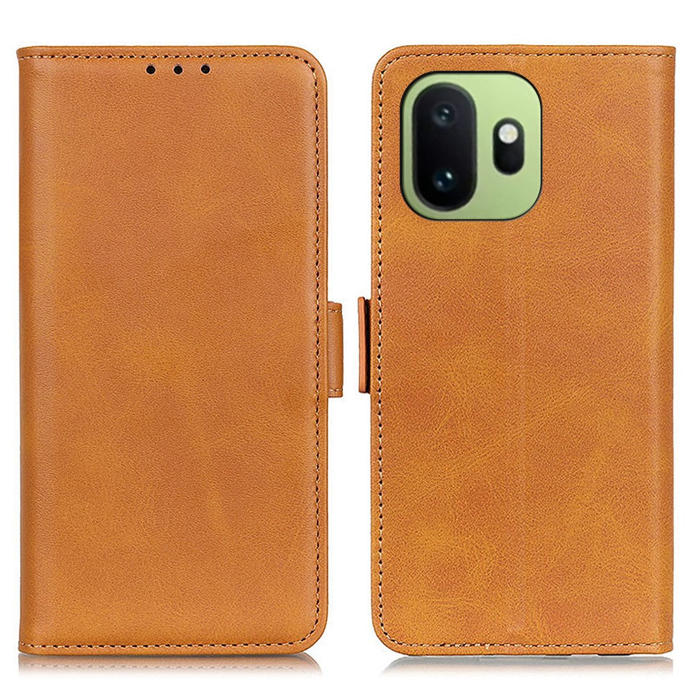 For OnePlus 15T 5G Case Stand Cowhide Texture PU Leather Phone Cover