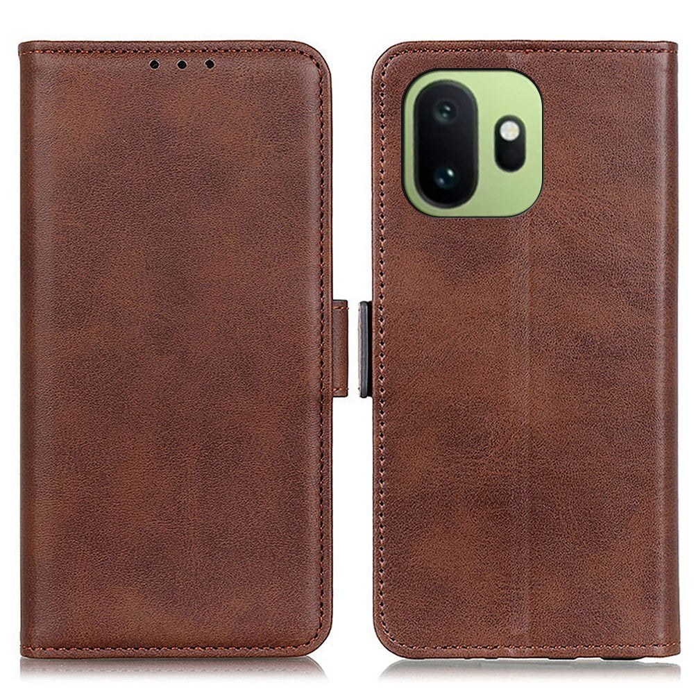 For OnePlus 15T 5G Case Stand Cowhide Texture PU Leather Phone Cover