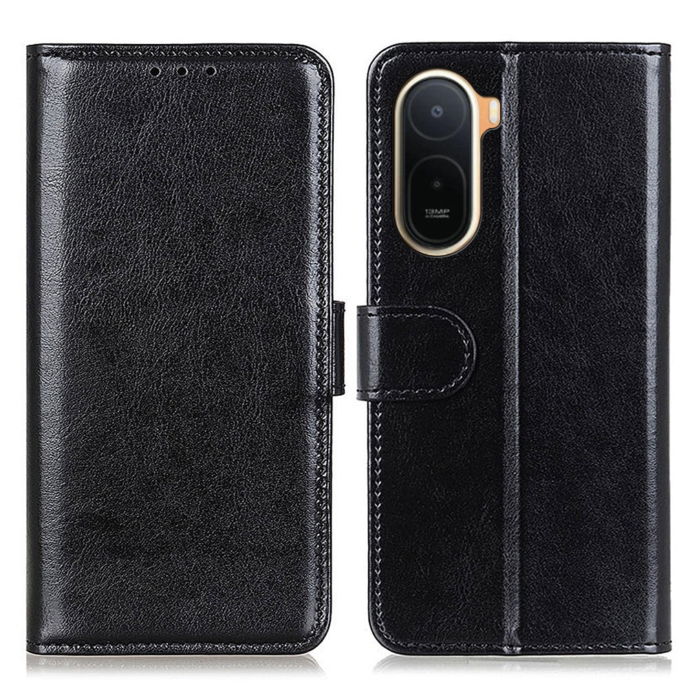 Crazy Horse Texture-skal till Xiaomi Poco C85x 5G / Redmi A7 Pro 4G (171,56 mm) / Redmi A7 Pro 5G PU-läderfodral i mobilstativ