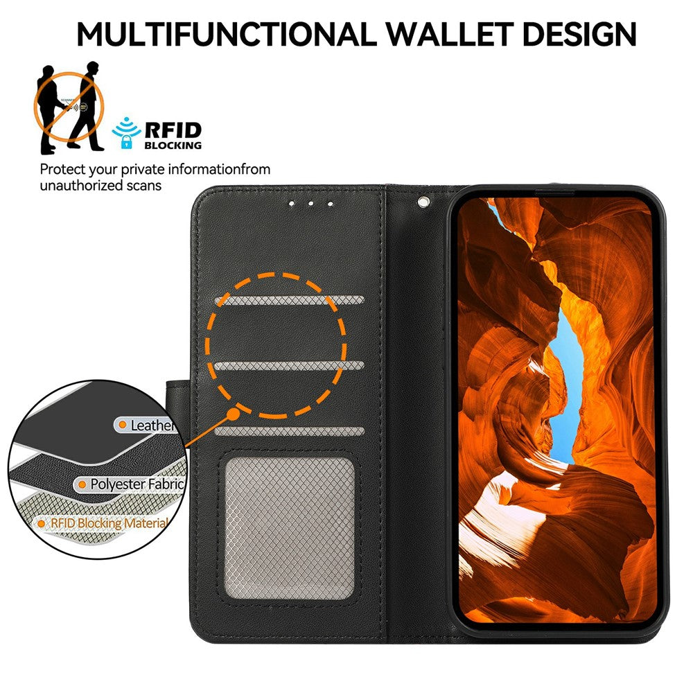 RFID Blocking Case for Xiaomi Poco C85x 5G / Redmi A7 Pro 4G (171.56mm) / Redmi A7 Pro 5G Flip Leather Phone Cover