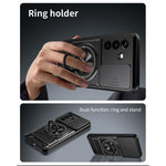 For Samsung Galaxy A27 5G Magnetic Case Ring Holder Foldable Kickstand TPU PC Phone Cover with Camera Lens Slider