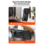 For Samsung Galaxy A27 5G Magnetic Case Ring Holder Foldable Kickstand TPU PC Phone Cover with Camera Lens Slider