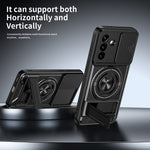 For Samsung Galaxy A27 5G Magnetic Case Ring Holder Foldable Kickstand TPU PC Phone Cover with Camera Lens Slider