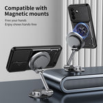 For Samsung Galaxy A27 5G Magnetic Case Ring Holder Foldable Kickstand TPU PC Phone Cover with Camera Lens Slider