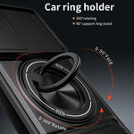 For Samsung Galaxy A27 5G Magnetic Case Ring Holder Foldable Kickstand TPU PC Phone Cover with Camera Lens Slider