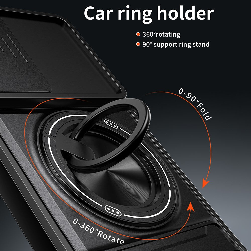 For Samsung Galaxy A27 5G Magnetic Case Ring Holder Foldable Kickstand TPU PC Phone Cover with Camera Lens Slider