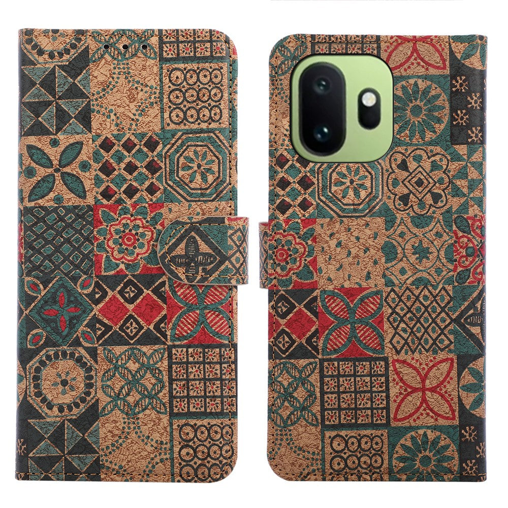 OnePlus 15T 5G Läderplånboksfodral Bohemiskt TPU PU mobilskal med Stativ