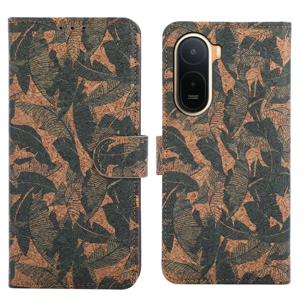 Læderpung-etui til Xiaomi Poco C85x 5G / Redmi A7 Pro 4G (171.56mm) / Redmi A7 Pro 5G, bohemisk TPU- og PU-mobilcover med stativ