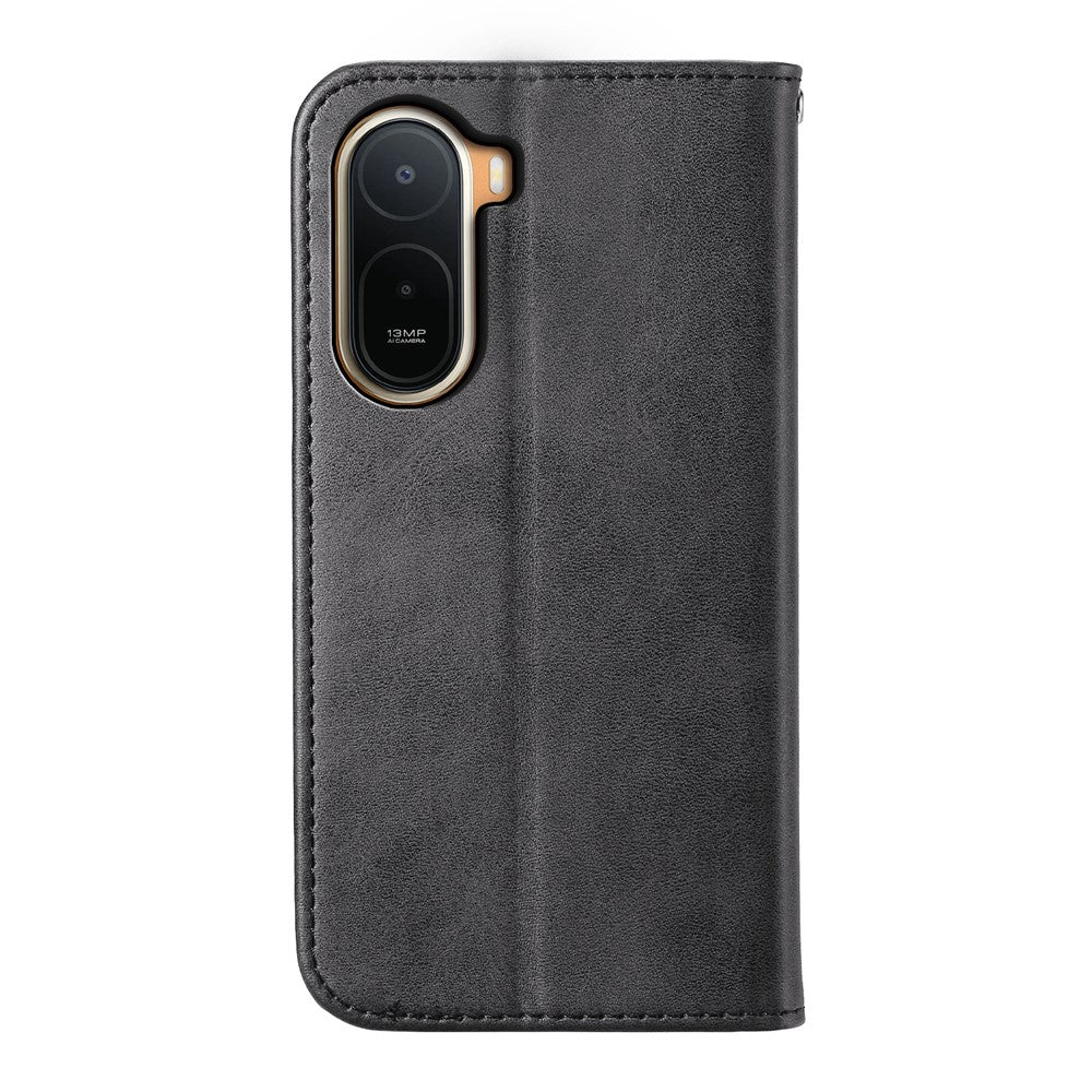 Calf Texture Case for Xiaomi Poco C85x 5G / Redmi A7 Pro 4G (171.56mm) / Redmi A7 Pro 5G PU Leather Wallet Phone Cover with Wrist Strap