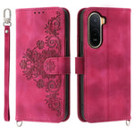 Wallet Case for Xiaomi Poco C85x 5G / Redmi A7 Pro 4G (171.56mm) / Redmi A7 Pro 5G Flower Pattern PU Leather Phone Cover with Strap