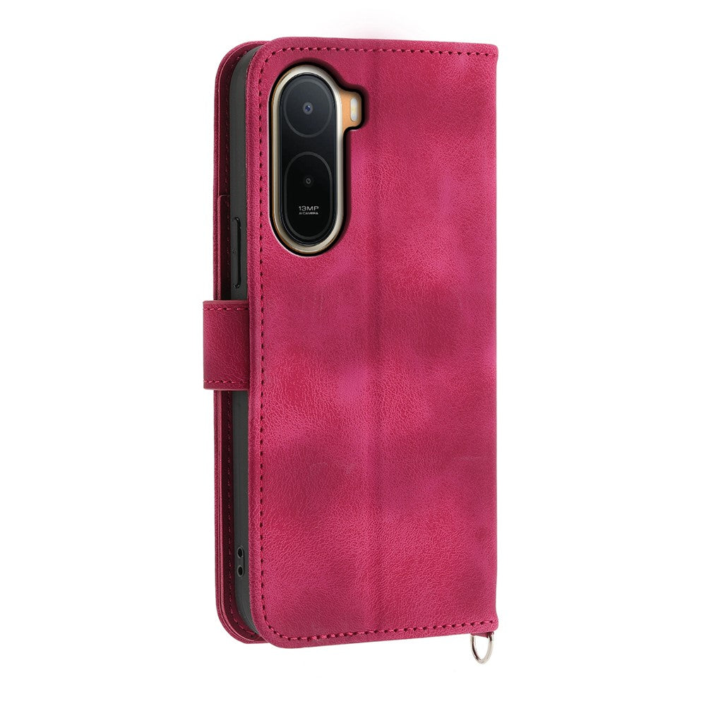 Wallet Case for Xiaomi Poco C85x 5G / Redmi A7 Pro 4G (171.56mm) / Redmi A7 Pro 5G Flower Pattern PU Leather Phone Cover with Strap