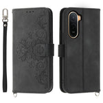 Wallet Case for Xiaomi Poco C85x 5G / Redmi A7 Pro 4G (171.56mm) / Redmi A7 Pro 5G Flower Pattern PU Leather Phone Cover with Strap