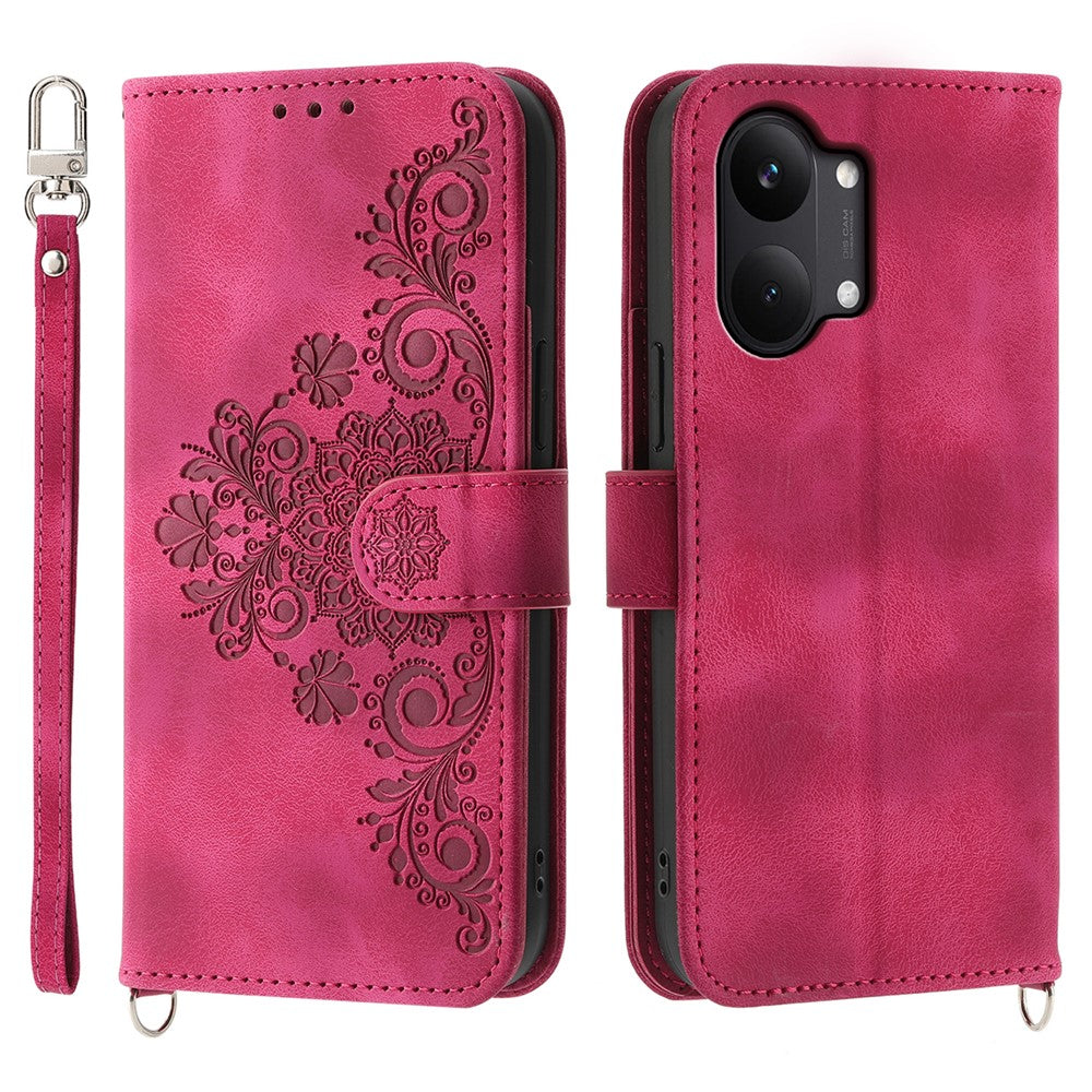 For Xiaomi Poco X8 Pro Max 5G / Redmi Turbo 5 Max 5G Wallet Case Flower Pattern PU Leather Phone Cover with Strap