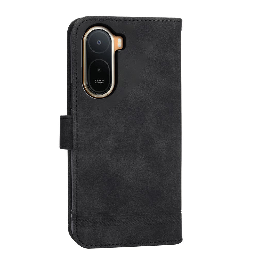 DIERFENG DF-03 Läderfodral för Xiaomi Poco C85x 5G / Redmi A7 Pro 4G (171,56 mm) / Redmi A7 Pro 5G Plånboksfodral med handledsrem och linjer