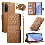 Wallet Case for Xiaomi Poco C85x 5G / Redmi A7 Pro 4G (171.56mm) / Redmi A7 Pro 5G Rhombus Stitching Stand Leather Phone Cover with Long   /   Short Strap