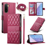 Wallet Case for Xiaomi Poco C85x 5G / Redmi A7 Pro 4G (171.56mm) / Redmi A7 Pro 5G Rhombus Stitching Stand Leather Phone Cover with Long   /   Short Strap