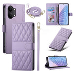 For Xiaomi Poco X8 Pro Max 5G / Redmi Turbo 5 Max 5G Wallet Case Rhombus Stitching Stand Leather Phone Cover with Long   /   Short Strap