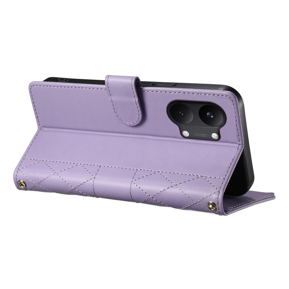 For Xiaomi Poco X8 Pro Max 5G / Redmi Turbo 5 Max 5G Wallet Case Rhombus Stitching Stand Leather Phone Cover with Long   /   Short Strap