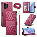 For Xiaomi Poco X8 Pro Max 5G / Redmi Turbo 5 Max 5G Wallet Case Rhombus Stitching Stand Leather Phone Cover with Long   /   Short Strap