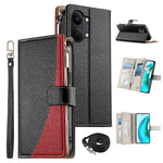 For Xiaomi Poco X8 Pro Max 5G / Redmi Turbo 5 Max 5G Leather Case Zipper Wallet Color Splicing Flip Phone Cover with Straps